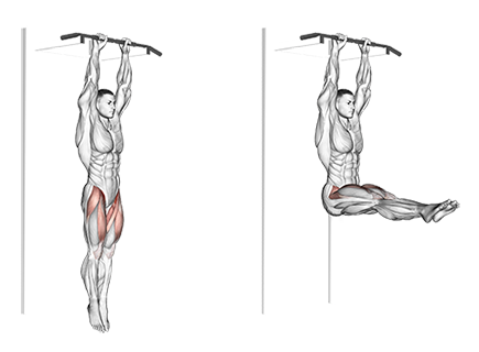 Exercice de relevé de jambes tendues suspendu à une barre